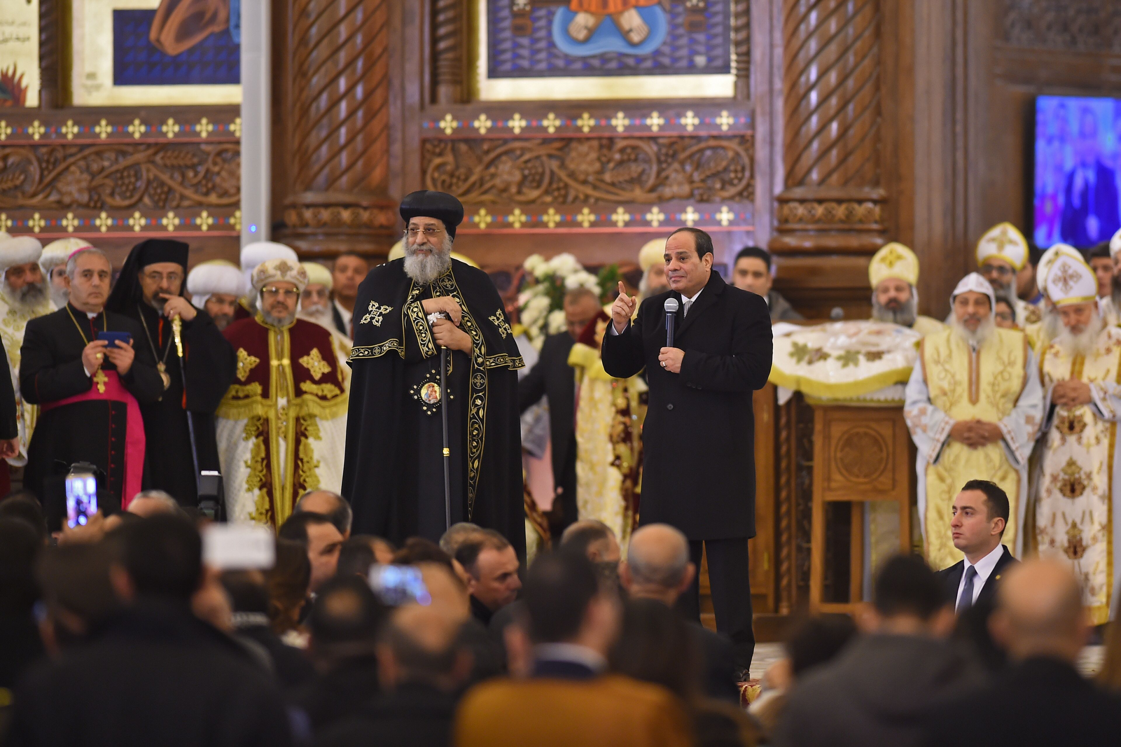 Fotol keskel kopti kiriku paavst Tawadros II ja president Abdel Fattah al-Sisi. Foto: Mohamed el-Shahed / AFP /Scanpix